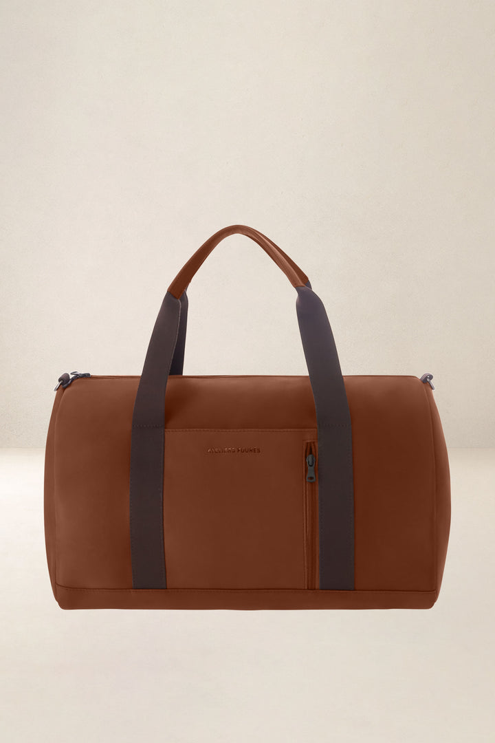 Sac de voyage en cuir pleine fleur ARGOS coloris fauve, vue de face – Ateliers Fourès