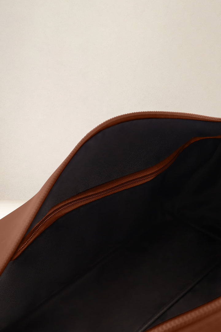 Sac de voyage en cuir pleine fleur ARGOS coloris fauve, vue intérieure n°2 – Ateliers Fourès