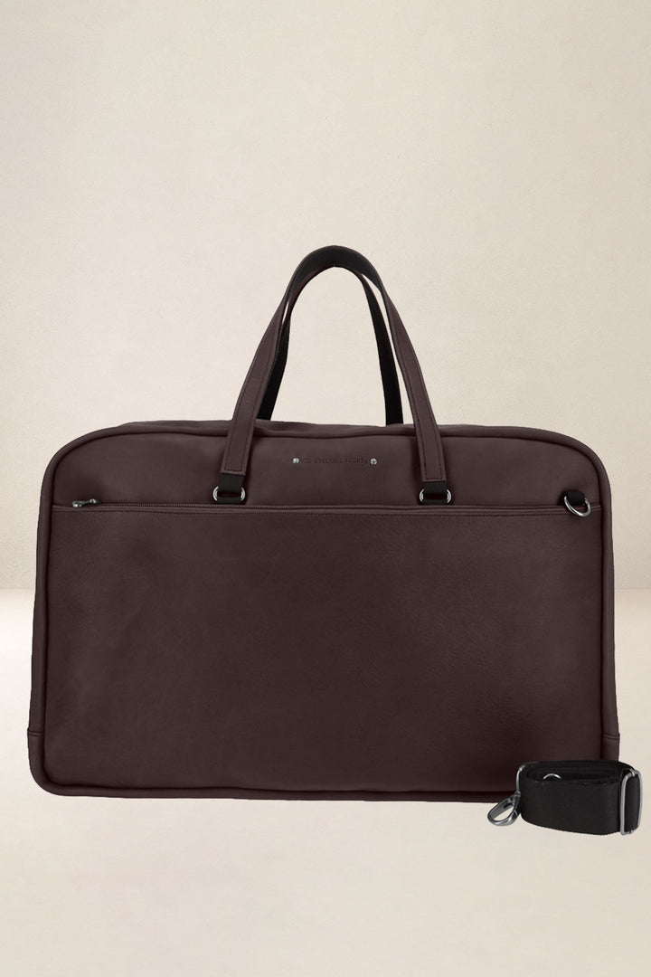 Sac de voyage en cuir pleine fleur ZEUS coloris mustang, vue d’ensemble – Ateliers Fourès