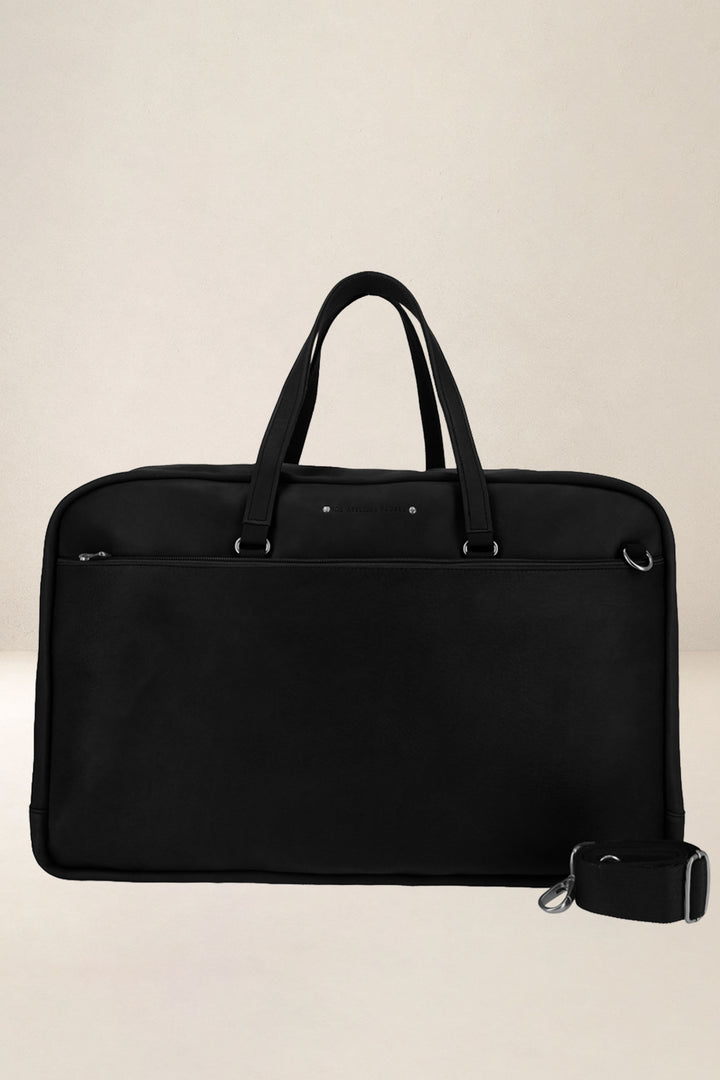Sac de voyage en cuir pleine fleur ZEUS coloris noir, vue d’ensemble – Ateliers Fourès