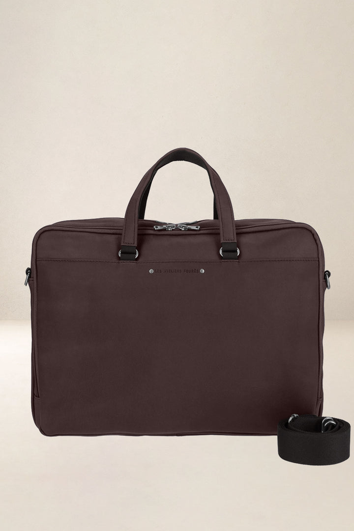Sac de travail en cuir pleine fleur ITHAQUE coloris mustang, vue d’ensemble – Ateliers Fourès