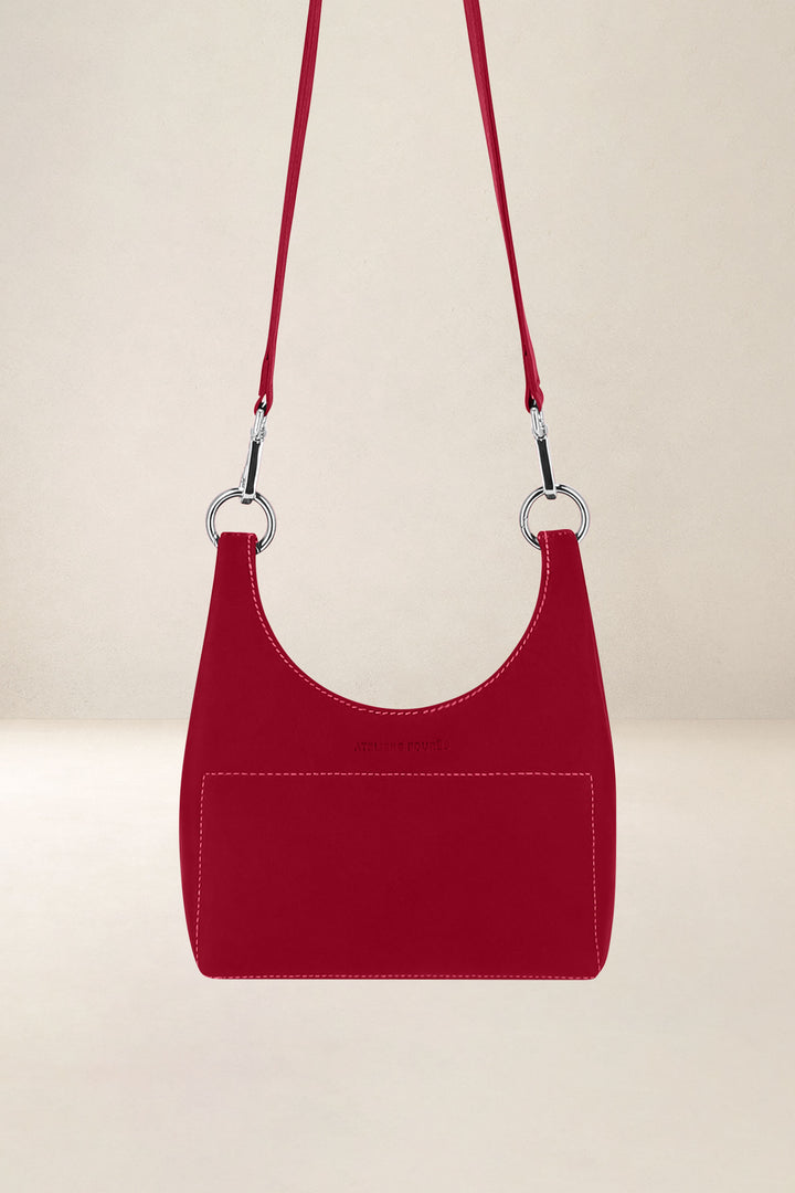 Mini sac en cuir pleine fleur AMAZONE coloris amour, vue d’ensemble – Ateliers Fourès