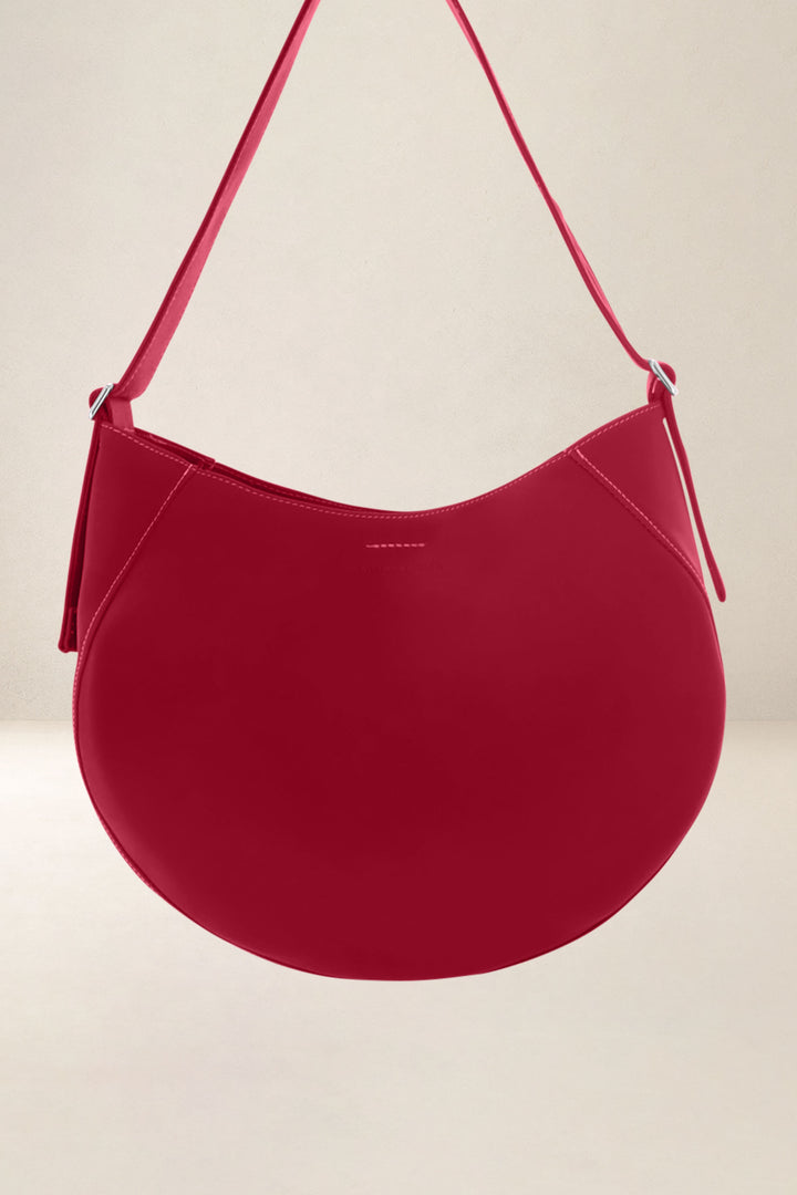 Sac à main en cuir pleine fleur ETNA coloris amour, vue d’ensemble – Ateliers Fourès