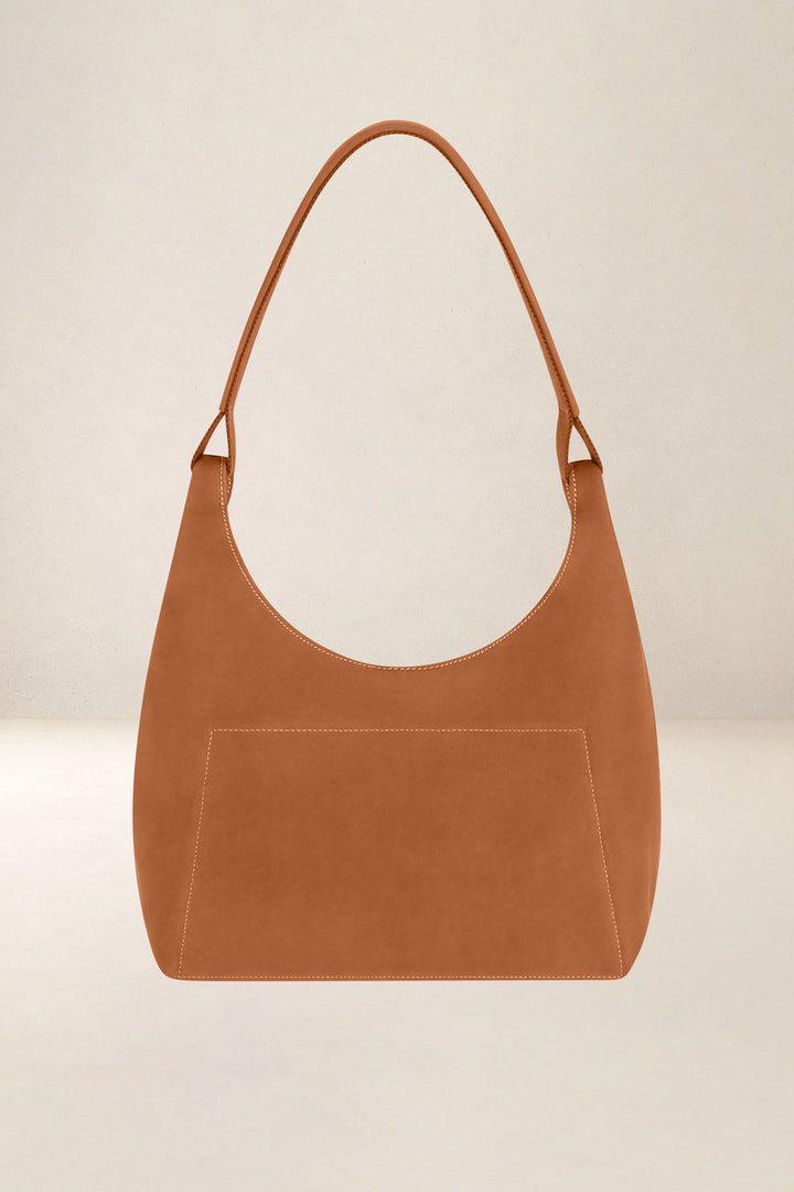 Sac à main en cuir pleine fleur AMAZONE coloris lionne, vue de dos – Ateliers Fourès