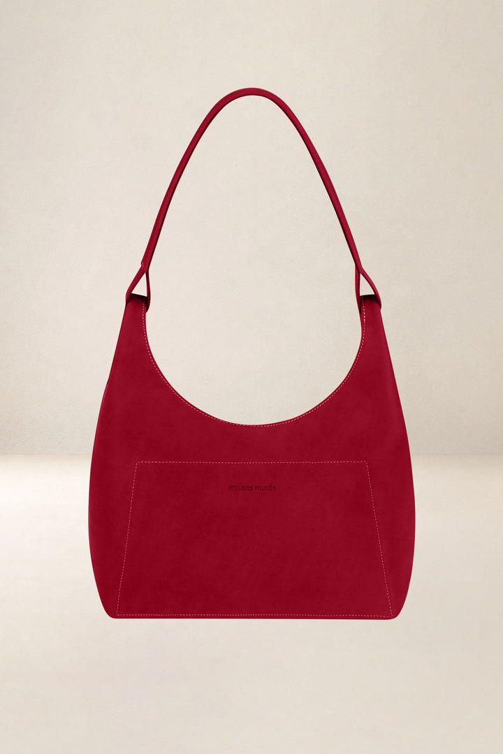 Sac à main en cuir pleine fleur AMAZONE coloris amour, vue d’ensemble – Ateliers Fourès