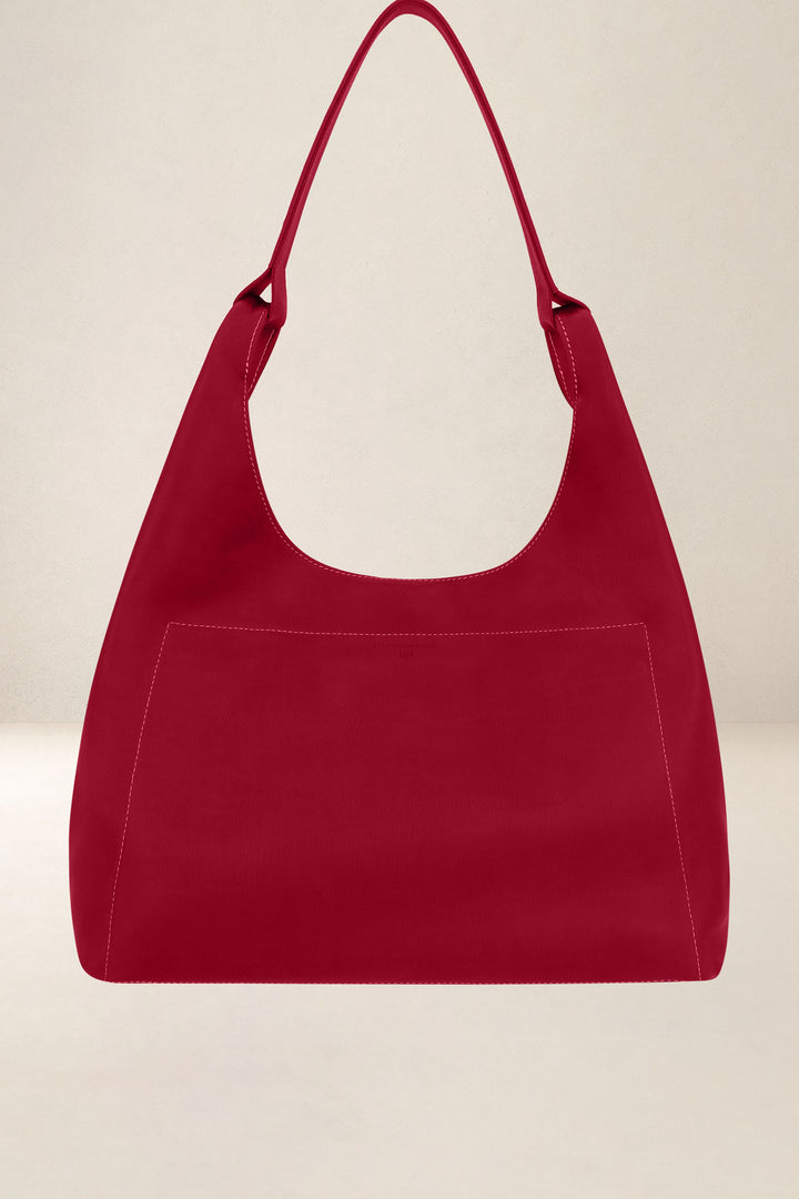 Sac de voyage en cuir pleine fleur AMAZONE coloris amour, vue d’ensemble – Ateliers Fourès
