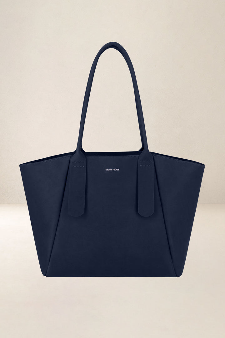Sac de travail en cuir pleine fleur DÉMÉTER coloris minuit, vue d’ensemble – Ateliers Fourès
