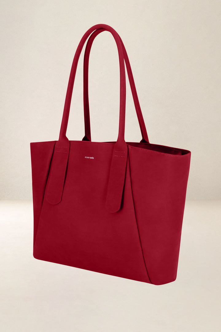 Sac de travail en cuir pleine fleur DÉMÉTER coloris amour, vue de profil n°1 – Ateliers Fourès