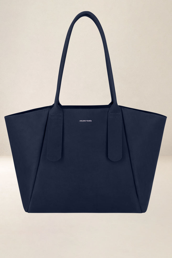 Sac de travail en cuir pleine fleur DÉMÉTER coloris minuit, vue d’ensemble – Ateliers Fourès
