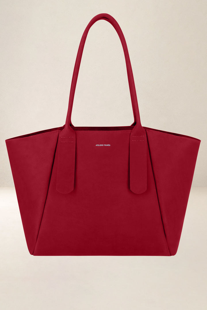 Sac de travail en cuir pleine fleur DÉMÉTER coloris amour, vue d’ensemble – Ateliers Fourès