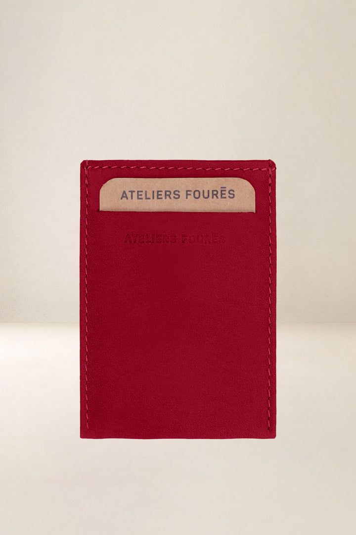 Porte-cartes en cuir pleine fleur MUSES coloris amour, vue d’ensemble – Ateliers Fourès