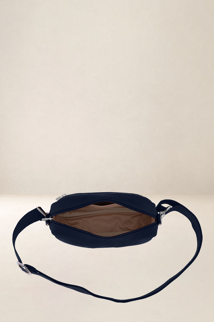 Mini sac en cuir pleine fleur AURA coloris minuit, vue intérieure – Ateliers Fourès