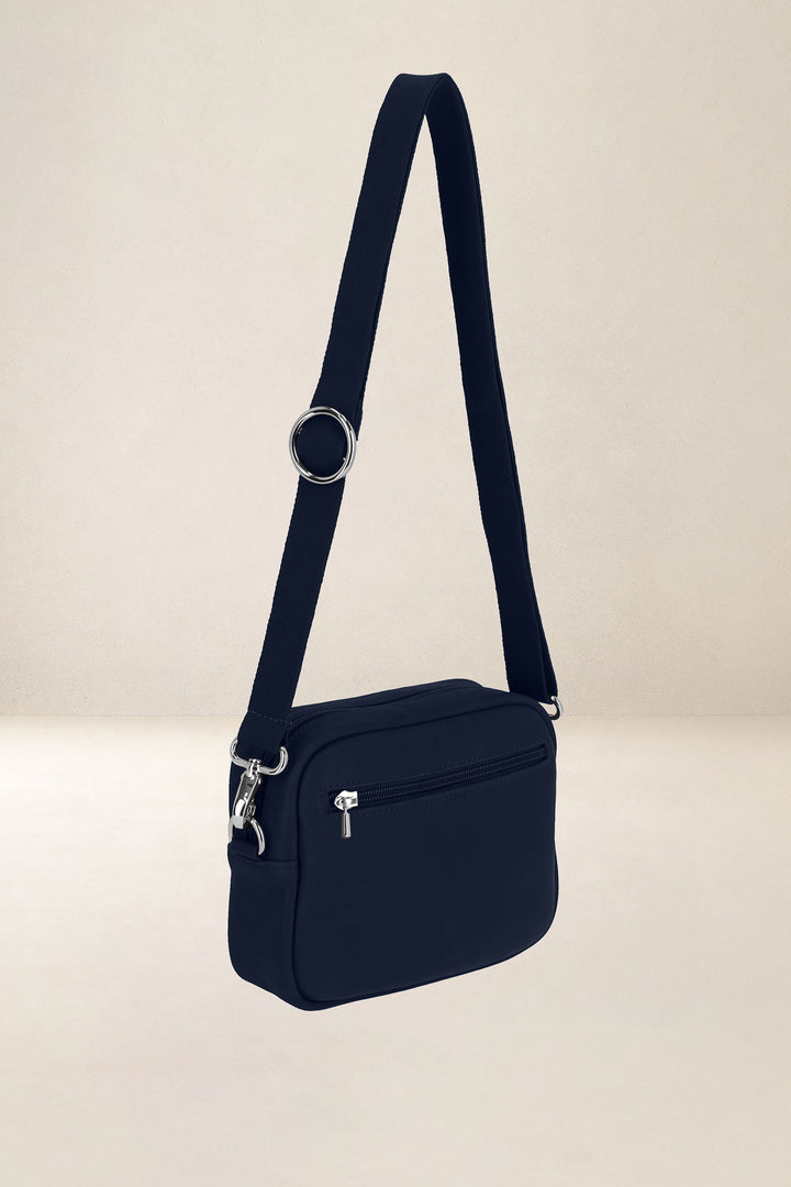 Mini sac en cuir pleine fleur AURA coloris minuit, vue de profil n°2 – Ateliers Fourès