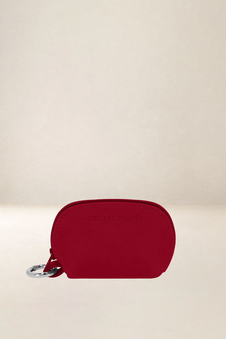 Porte-monnaie en cuir pleine fleur CORINTHE coloris amour, vue d’ensemble – Ateliers Fourès