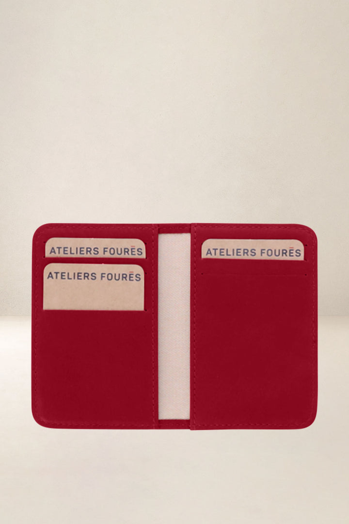 Porte-cartes en cuir pleine fleur ASTRÉE coloris amour, vue intérieure – Ateliers Fourès