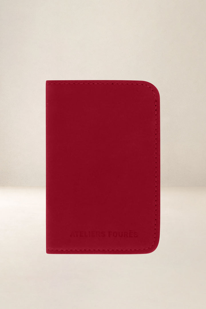 Porte-cartes en cuir pleine fleur ASTRÉE coloris amour, vue d’ensemble – Ateliers Fourès