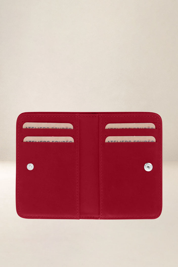 Porte-cartes en cuir pleine fleur ASTRÉE coloris amour, vue intérieure n°1 – Ateliers Fourès