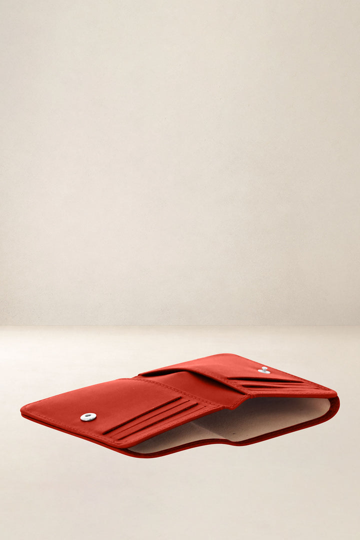 Porte-cartes en cuir pleine fleur ASTRÉE coloris orange confit, vue intérieure n°3 – Ateliers Fourès