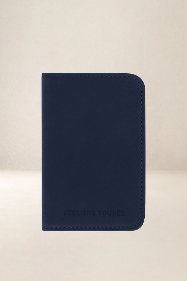 Porte-cartes en cuir pleine fleur ASTRÉE coloris minuit, vue d’ensemble – Ateliers Fourès