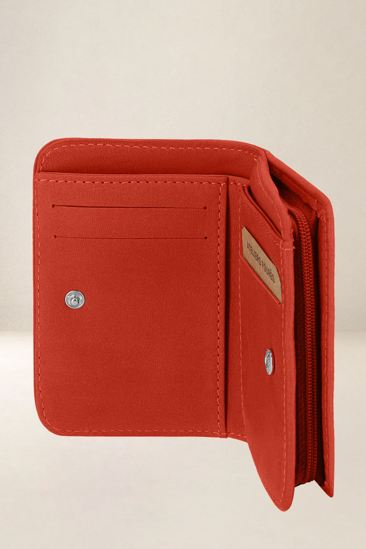 Portefeuille en cuir pleine fleur NÉRÉÏDES coloris orange confit, vue intérieure n°2 – Ateliers Fourès