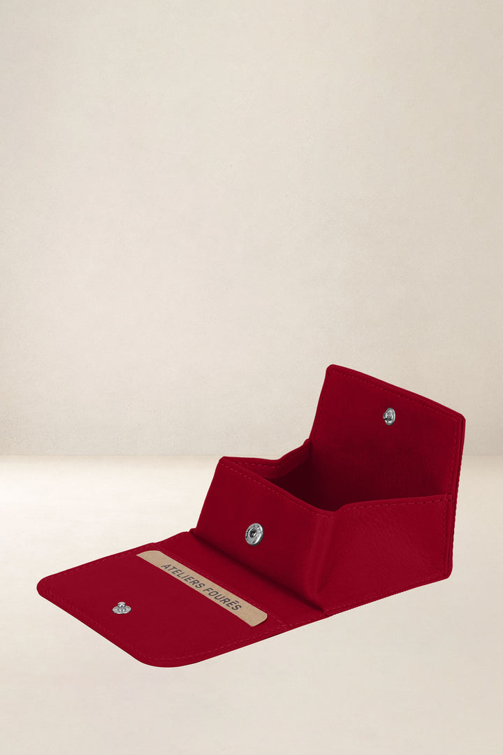 Portefeuille compact en cuir pleine fleur ERATO coloris amour, vue intérieure n°2 – Ateliers Fourès