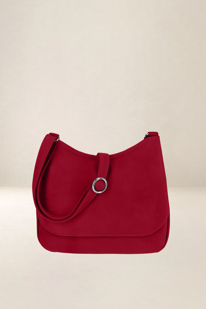 Sac à main en cuir pleine fleur ARTÉMIS coloris amour, vue d’ensemble – Ateliers Fourès