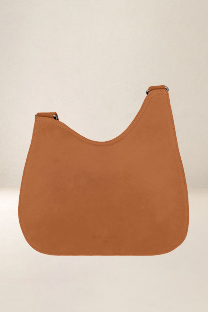 Sac à main en cuir pleine fleur ARTÉMIS coloris lionne, vue de face – Ateliers Fourès