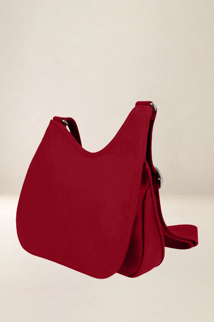 Sac à main en cuir pleine fleur ARTÉMIS coloris amour, vue de profil – Ateliers Fourès