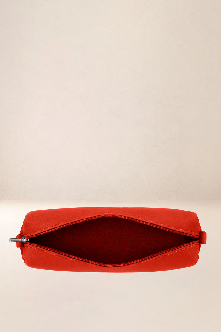 Trousse en cuir pleine fleur DIONÉ coloris orange confit, vue intérieure n°2 – Ateliers Fourès