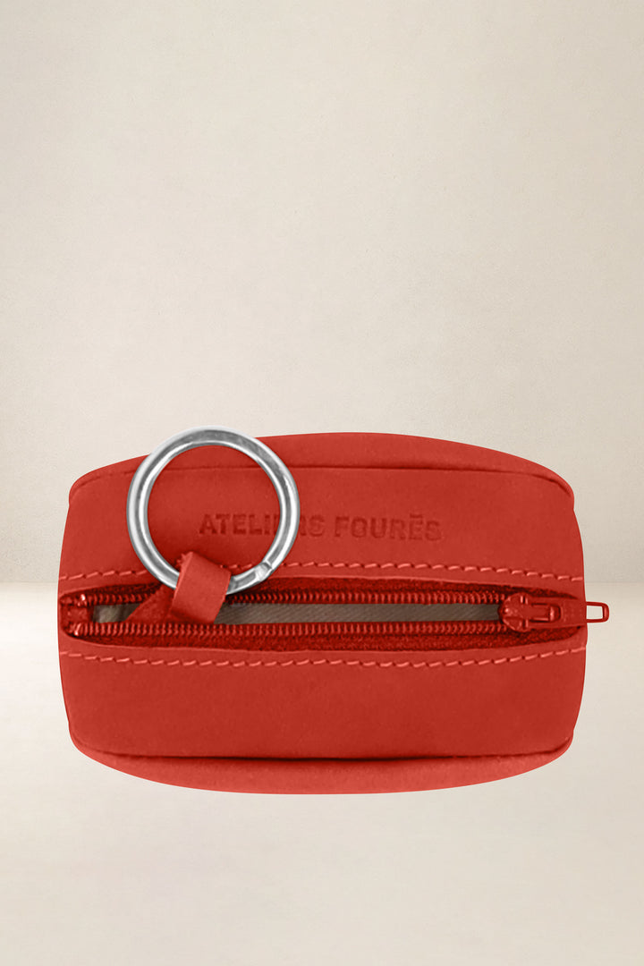 Porte-monnaie en cuir pleine fleur RHÉA coloris orange confit, vue intérieure n°2 – Ateliers Fourès