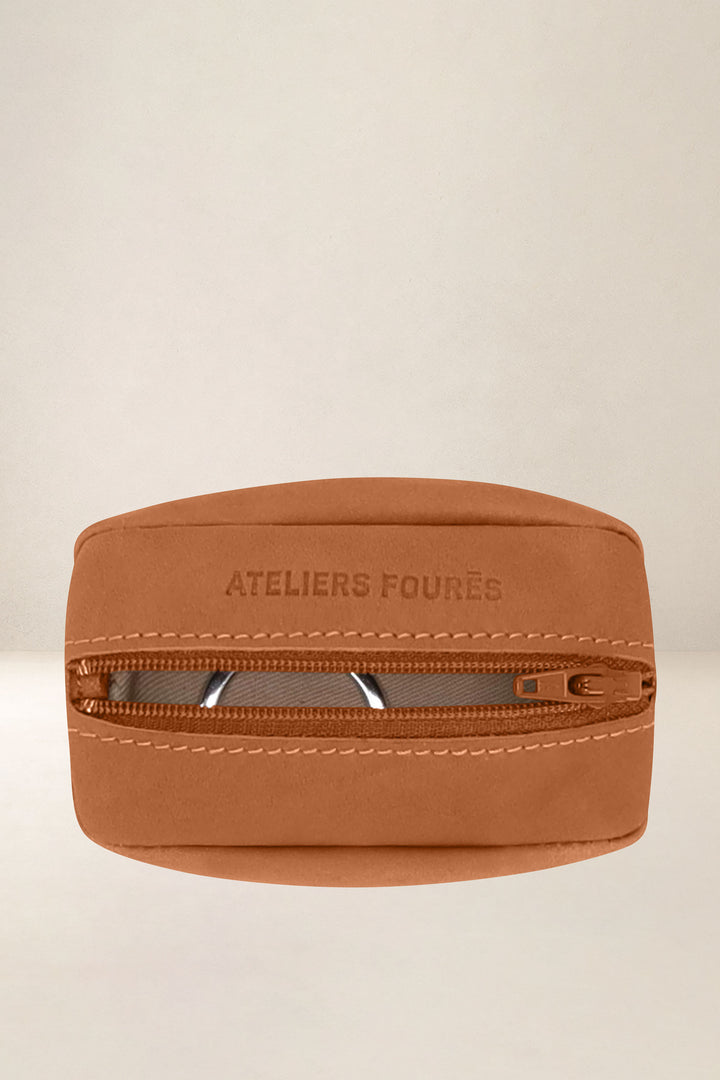 Porte-monnaie en cuir pleine fleur RHÉA coloris lionne, vue intérieure n°1 – Ateliers Fourès