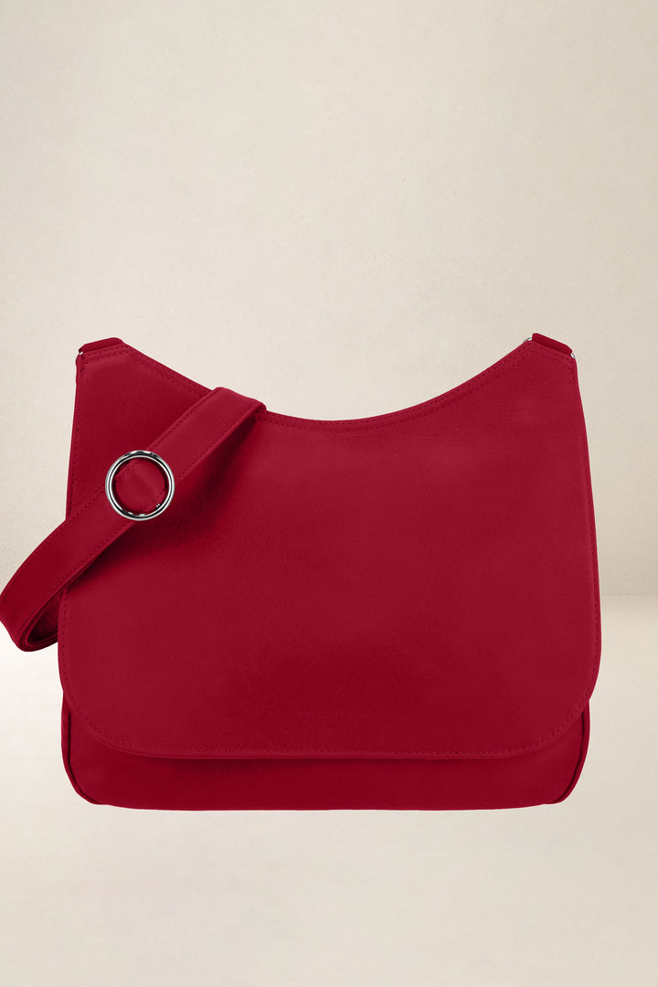 Sac à main en cuir pleine fleur ARTÉMIS coloris amour, vue d’ensemble – Ateliers Fourès