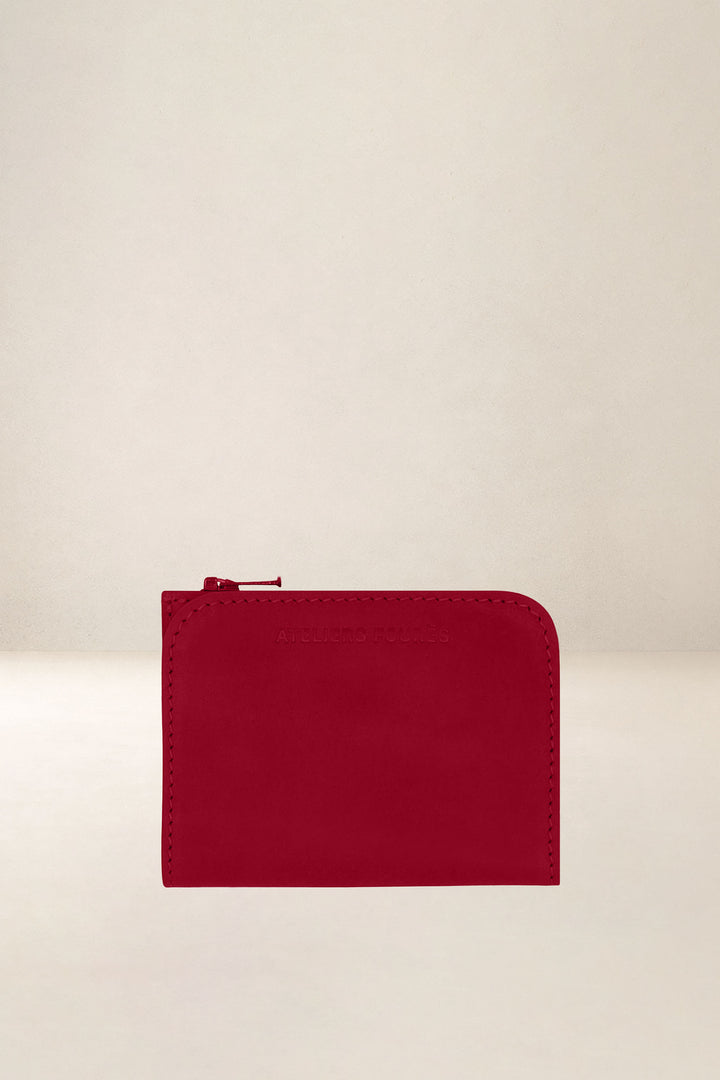 Portefeuille compact en cuir pleine fleur NÉMÉSIS coloris amour, vue d’ensemble – Ateliers Fourès