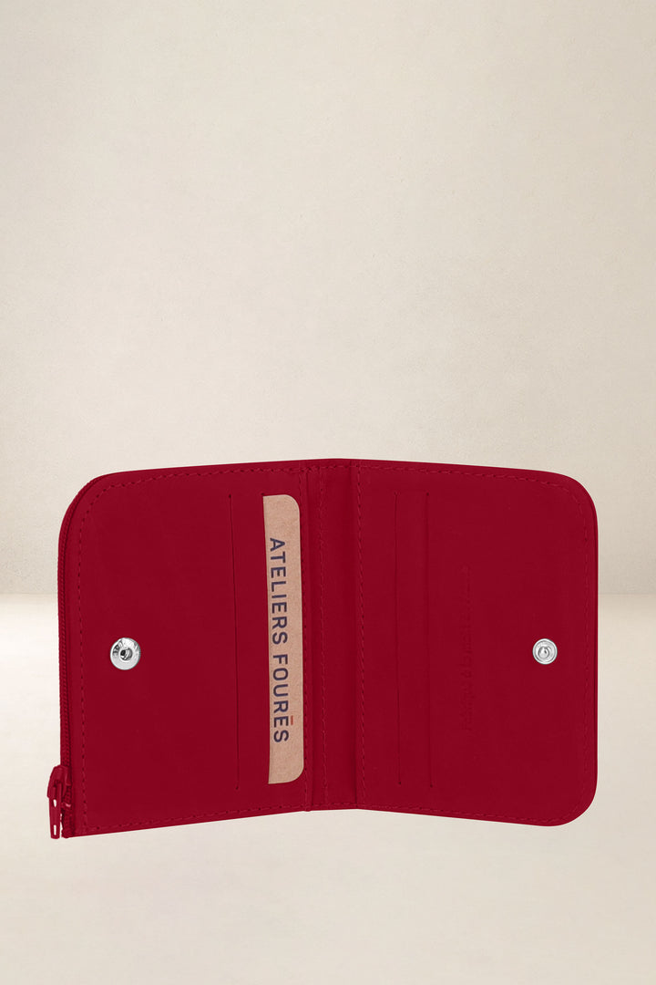Portefeuille compact en cuir pleine fleur NÉMÉSIS coloris amour, vue intérieure n°1 – Ateliers Fourès