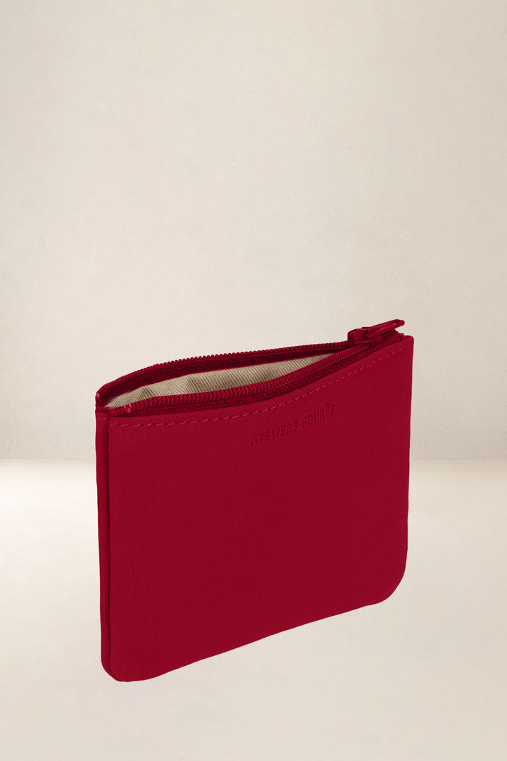 Porte-monnaie en cuir pleine fleur CASSIOPÉE coloris amour, vue intérieure n°1 – Ateliers Fourès