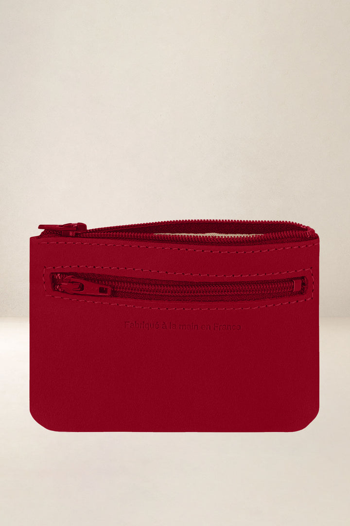 Porte-monnaie en cuir pleine fleur CASSIOPÉE coloris amour, vue intérieure n°2 – Ateliers Fourès