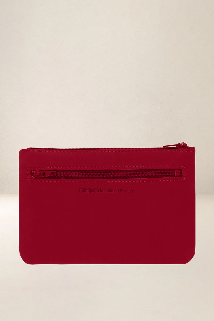 Trousse en cuir pleine fleur CASSIOPÉE coloris amour, vue de dos – Ateliers Fourès