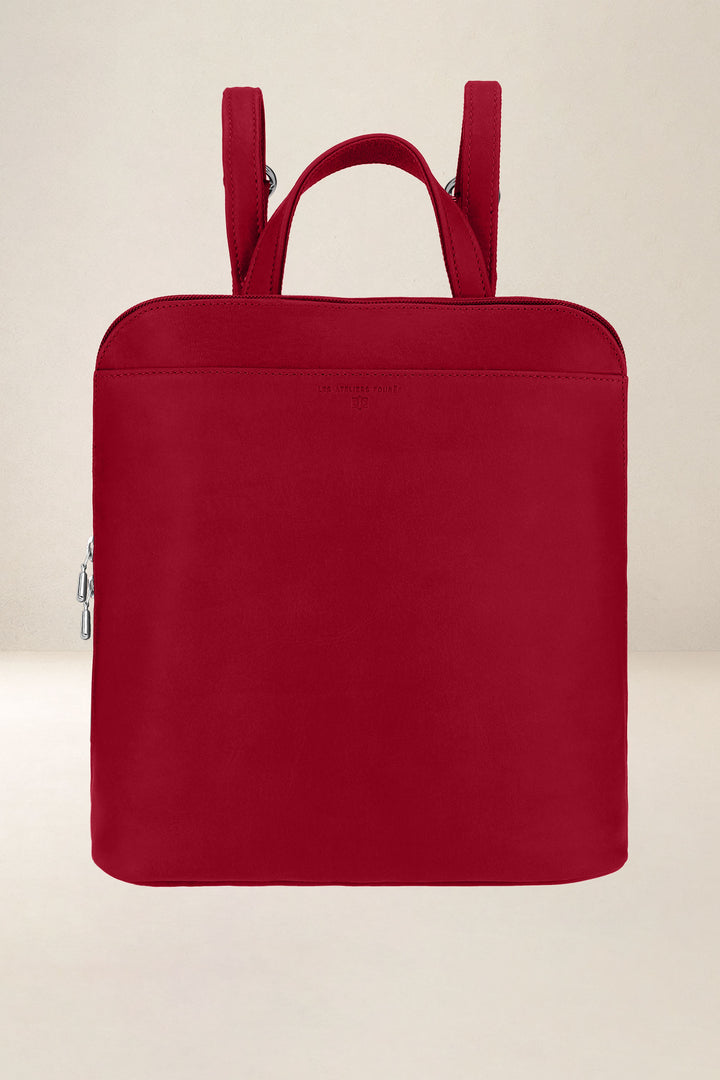 Sac à dos en cuir pleine fleur ANDROMÈDE coloris amour, vue d’ensemble – Ateliers Fourès