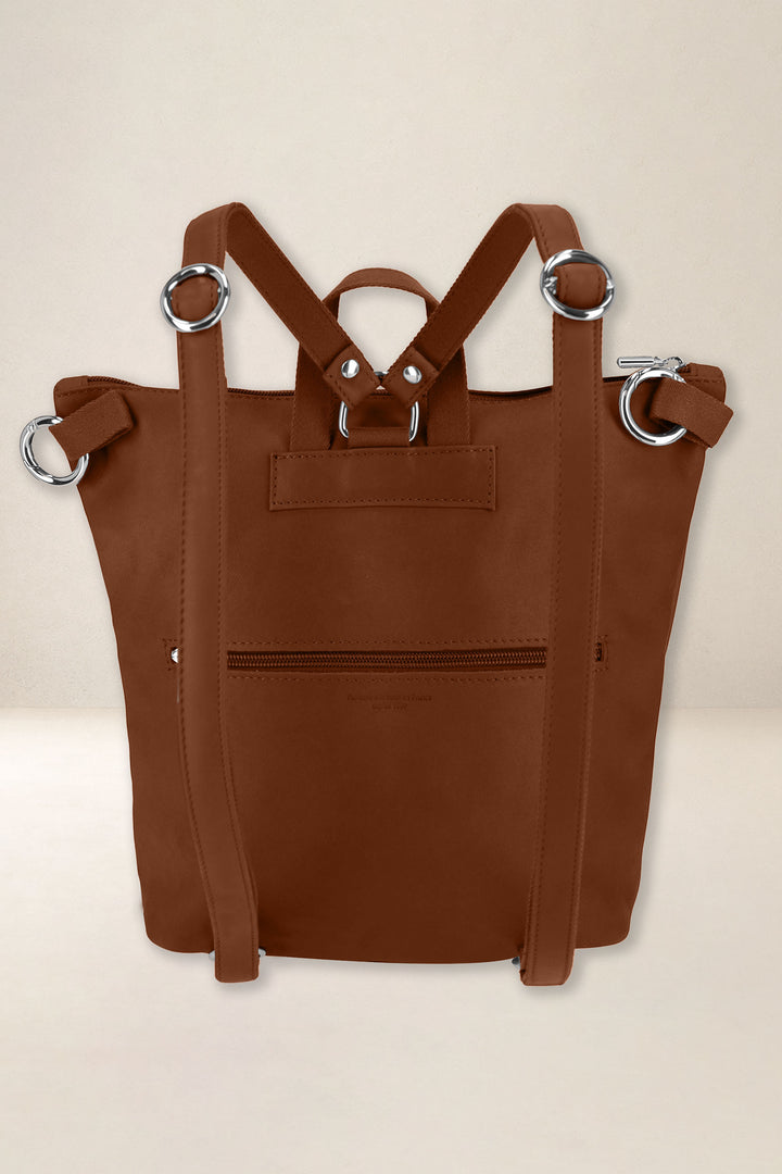 Sac à dos en cuir pleine fleur PSYCHÉ coloris fauve, vue de dos n°2 – Ateliers Fourès