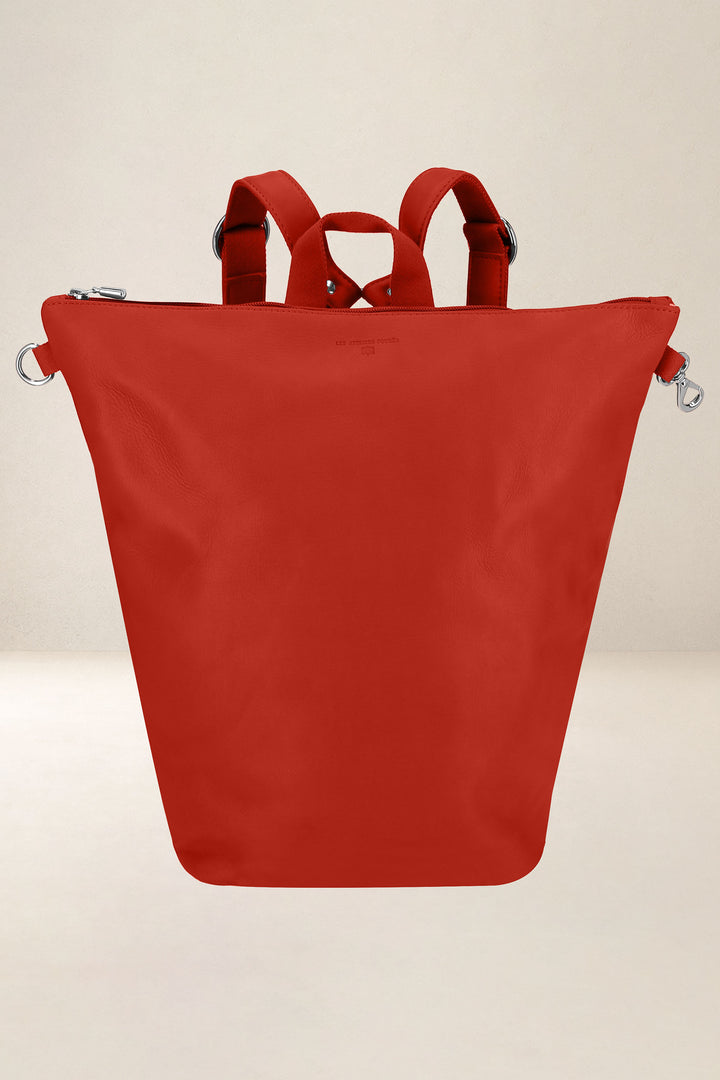 Sac à dos en cuir pleine fleur PSYCHÉ coloris orange confit, vue de face n°2 – Ateliers Fourès