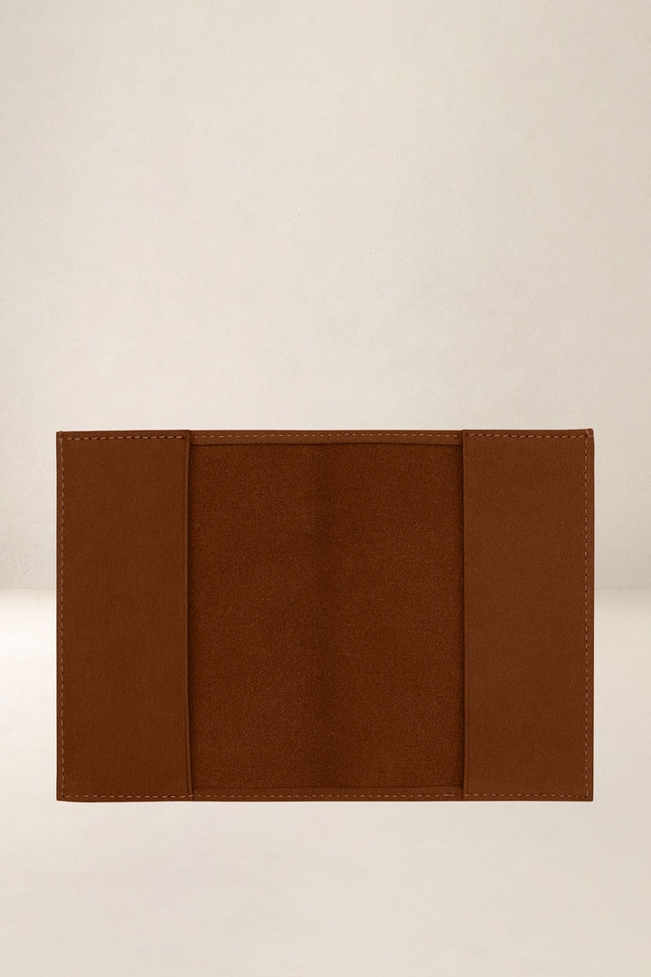 Petite maroquinerie en cuir pleine fleur ÉOS coloris fauve, vue intérieure – Ateliers Fourès