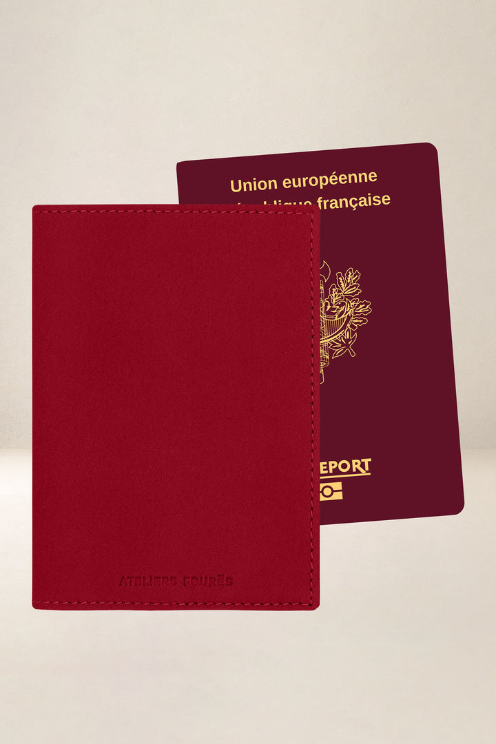 Petite maroquinerie en cuir pleine fleur ÉOS coloris amour, vue de face n°2 – Ateliers Fourès