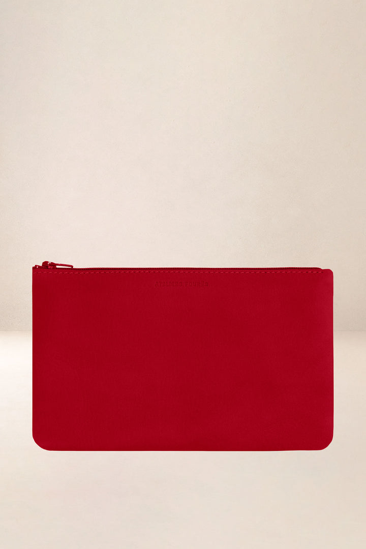 Trousse en cuir pleine fleur CASSIOPÉE coloris amour, vue d’ensemble – Ateliers Fourès
