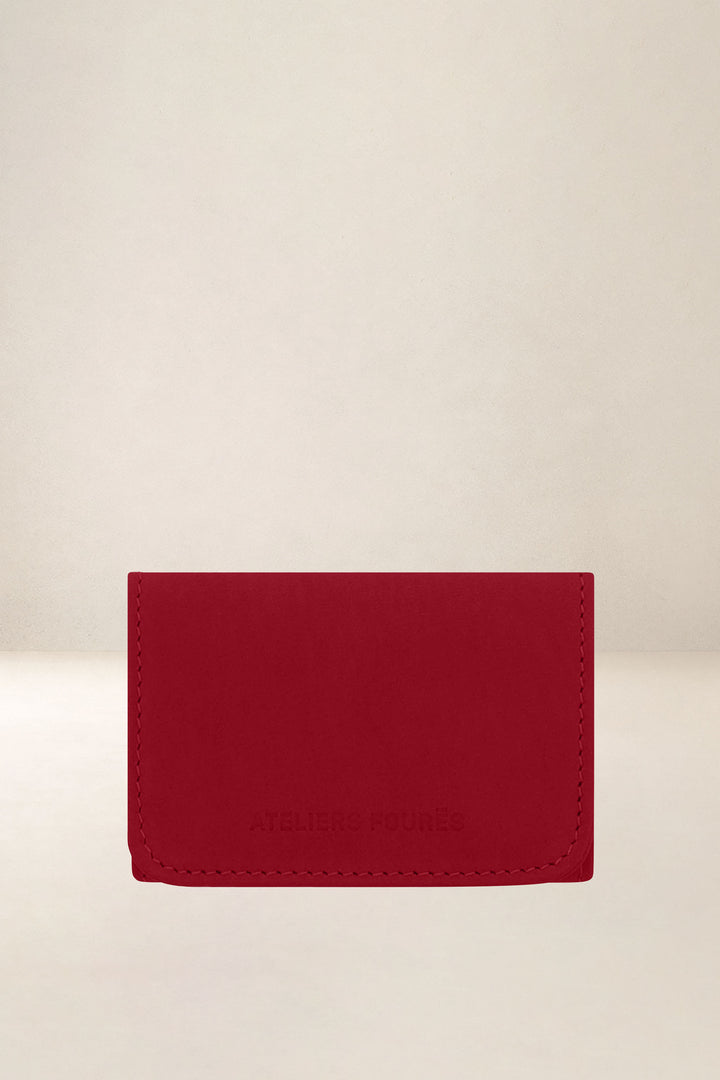 Porte-cartes en cuir pleine fleur CYBELLE coloris amour, vue d’ensemble – Ateliers Fourès