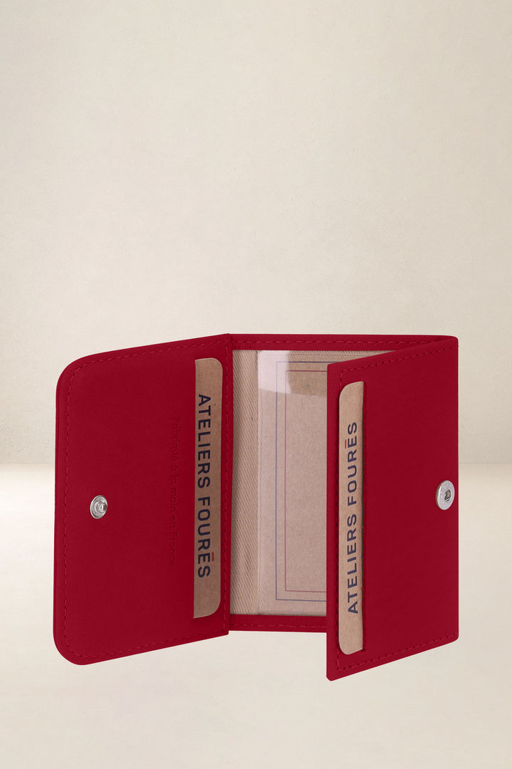 Porte-cartes en cuir pleine fleur CYBELLE coloris amour, vue intérieure n°1 – Ateliers Fourès