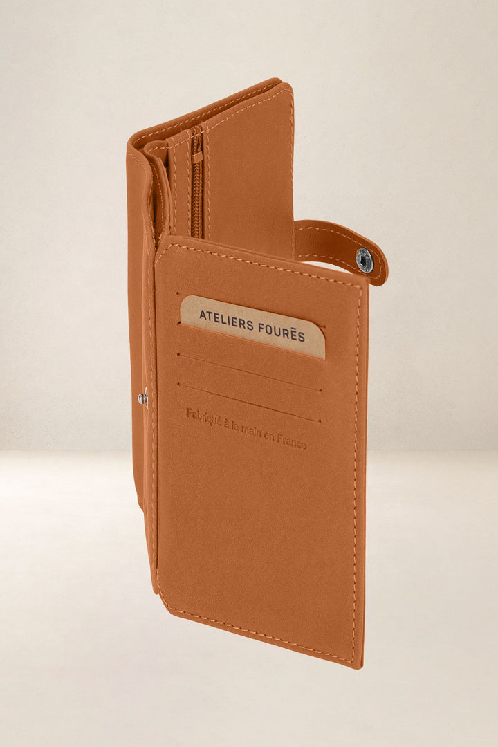 Portefeuille medium en cuir pleine fleur METIS coloris lionne, vue intérieure n°2 – Ateliers Fourès