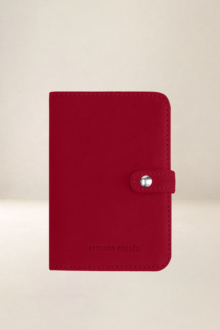 Portefeuille medium en cuir pleine fleur METIS coloris amour, vue d’ensemble – Ateliers Fourès