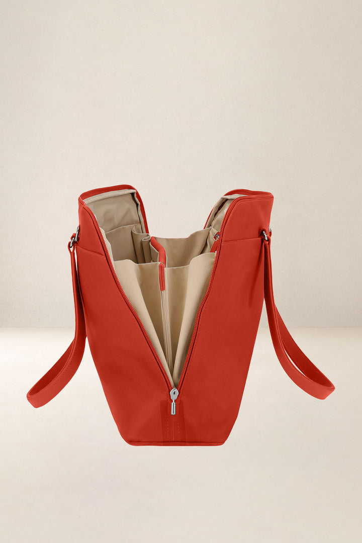 Sac de travail en cuir pleine fleur ANTIGONE coloris orange confit, vue intérieure n°1 – Ateliers Fourès