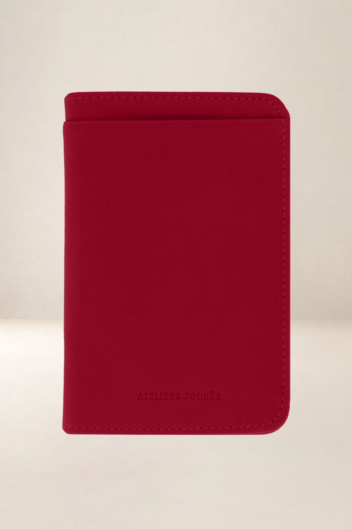 Grand portefeuille en cuir pleine fleur METIS coloris amour, vue d’ensemble – Ateliers Fourès