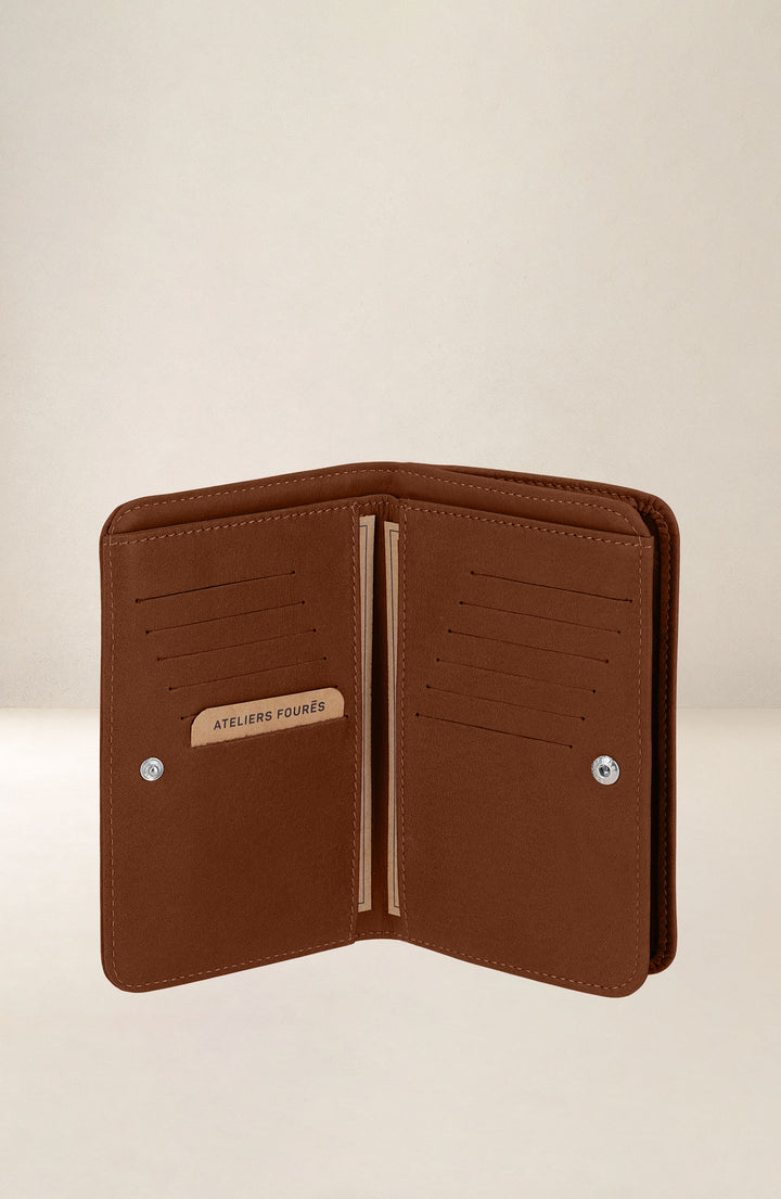 Grand portefeuille en cuir pleine fleur NÉRÉÏDES coloris fauve, vue intérieure n°1 – Ateliers Fourès